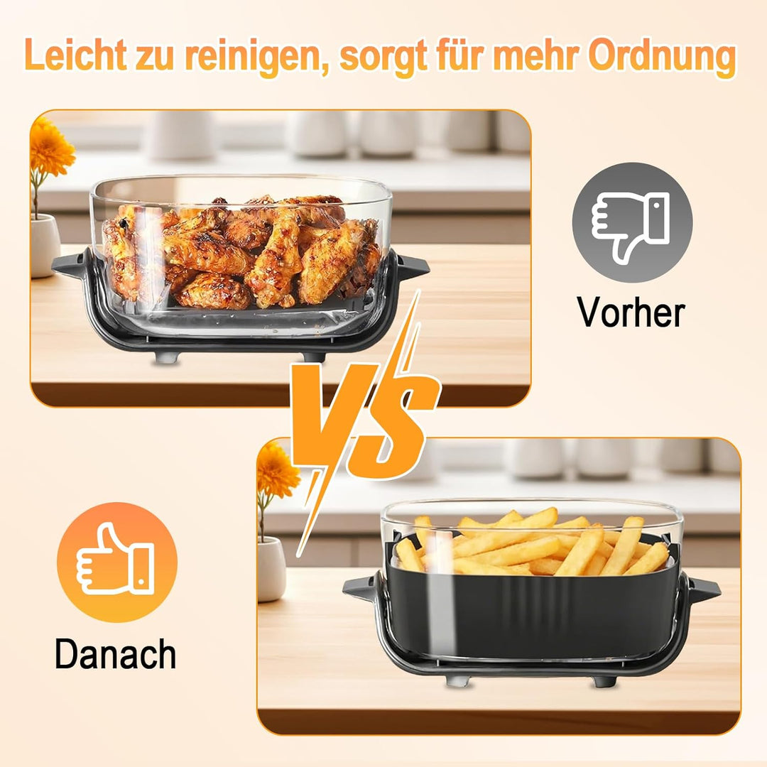 8 Stück Airfryer Zubehör Set für Ninja CRISPi FN101EU &amp; CRISPi Pro | Enthält 2 Silikonkörbe Insert 1