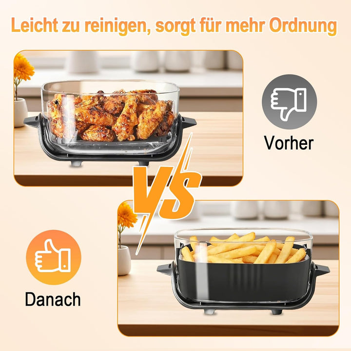 8 Stück Airfryer Zubehör Set für Ninja CRISPi FN101EU &amp; CRISPi Pro | Enthält 2 Silikonkörbe Insert 1