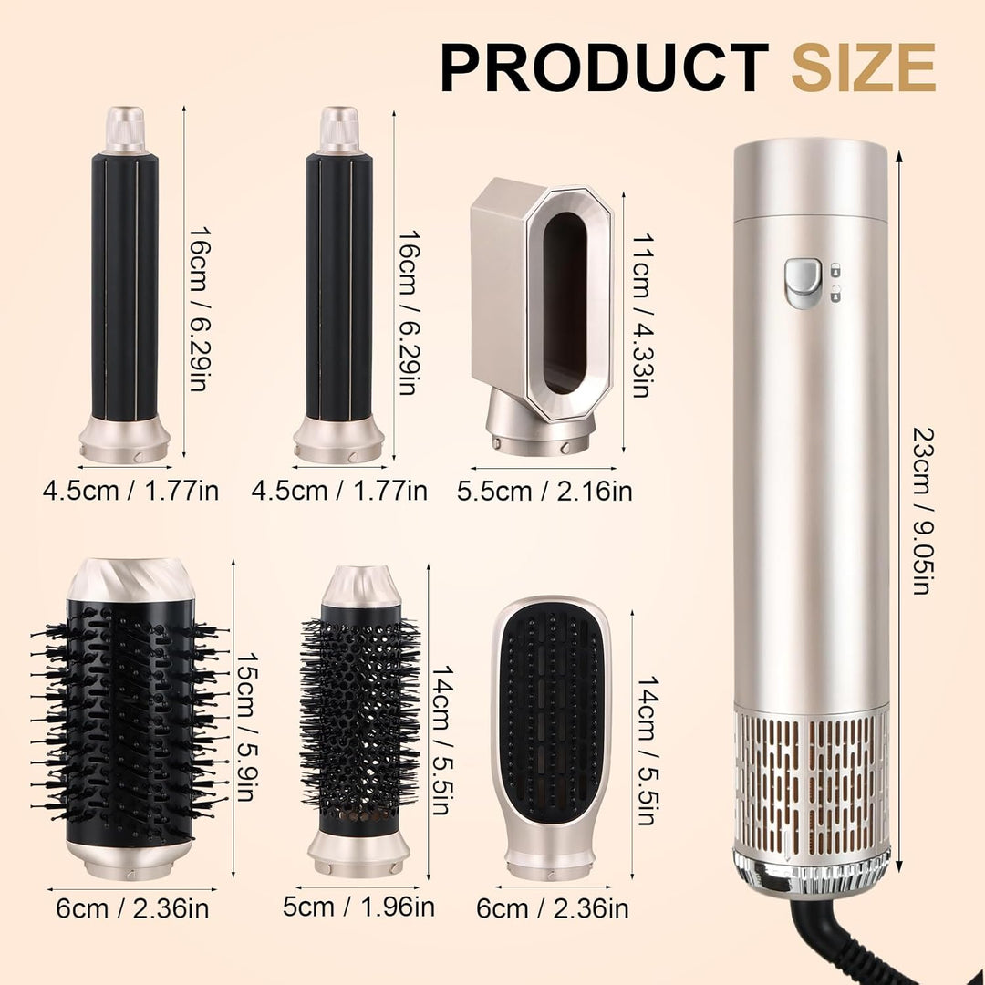 Litinliv 6 In 1 Lockenstab,Hairstyler 6 in 1 Hair Styler set,Lockenstab Warmluft Curler,1000W Haarst