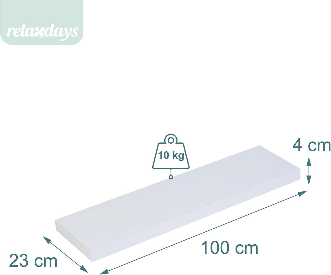 Relaxdays Wandregal, 3er Set, HxBxT: 4 x 100 x 23 cm, Holzoptik, Metall, Wandbretter für Wohnzimmer,