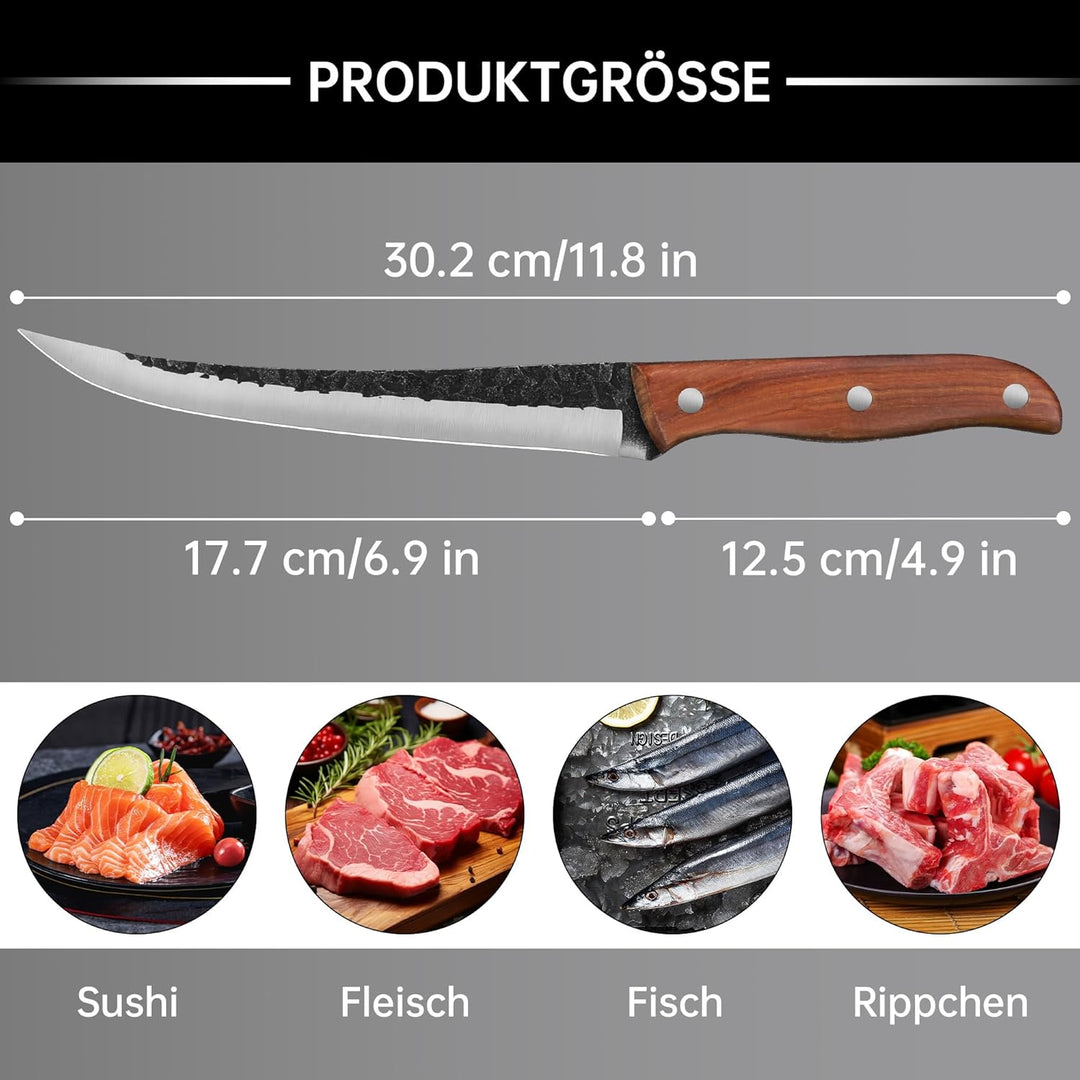 Ausbeinmesser Profi Filetiermesser Fisch Scharf: Metzgermesser Schmieden Outdoor Messer Fleischermes