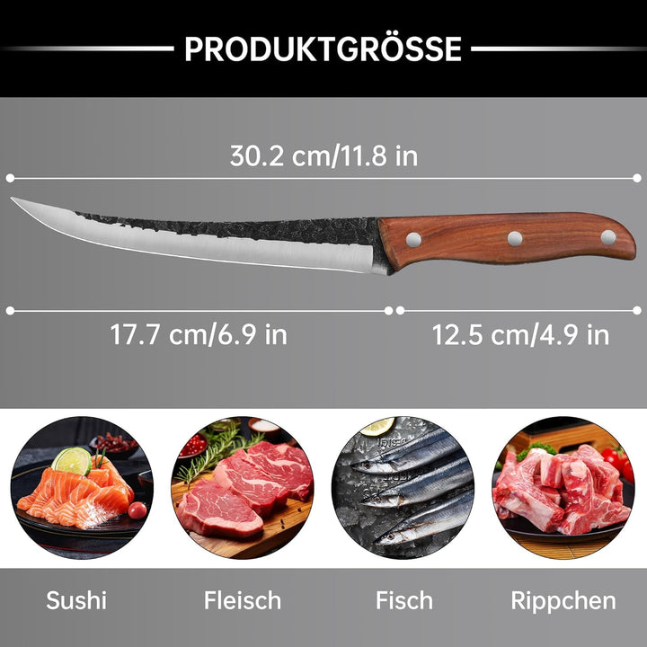 Ausbeinmesser Profi Filetiermesser Fisch Scharf: Metzgermesser Schmieden Outdoor Messer Fleischermes
