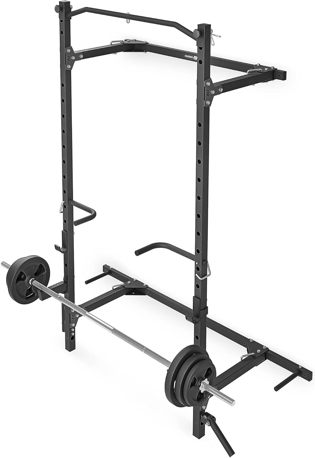 Marbo Sport Dip-Station, Klimmzugstange, Klappbares Power Rack mit Landmine-Griff MS-U114 2.0