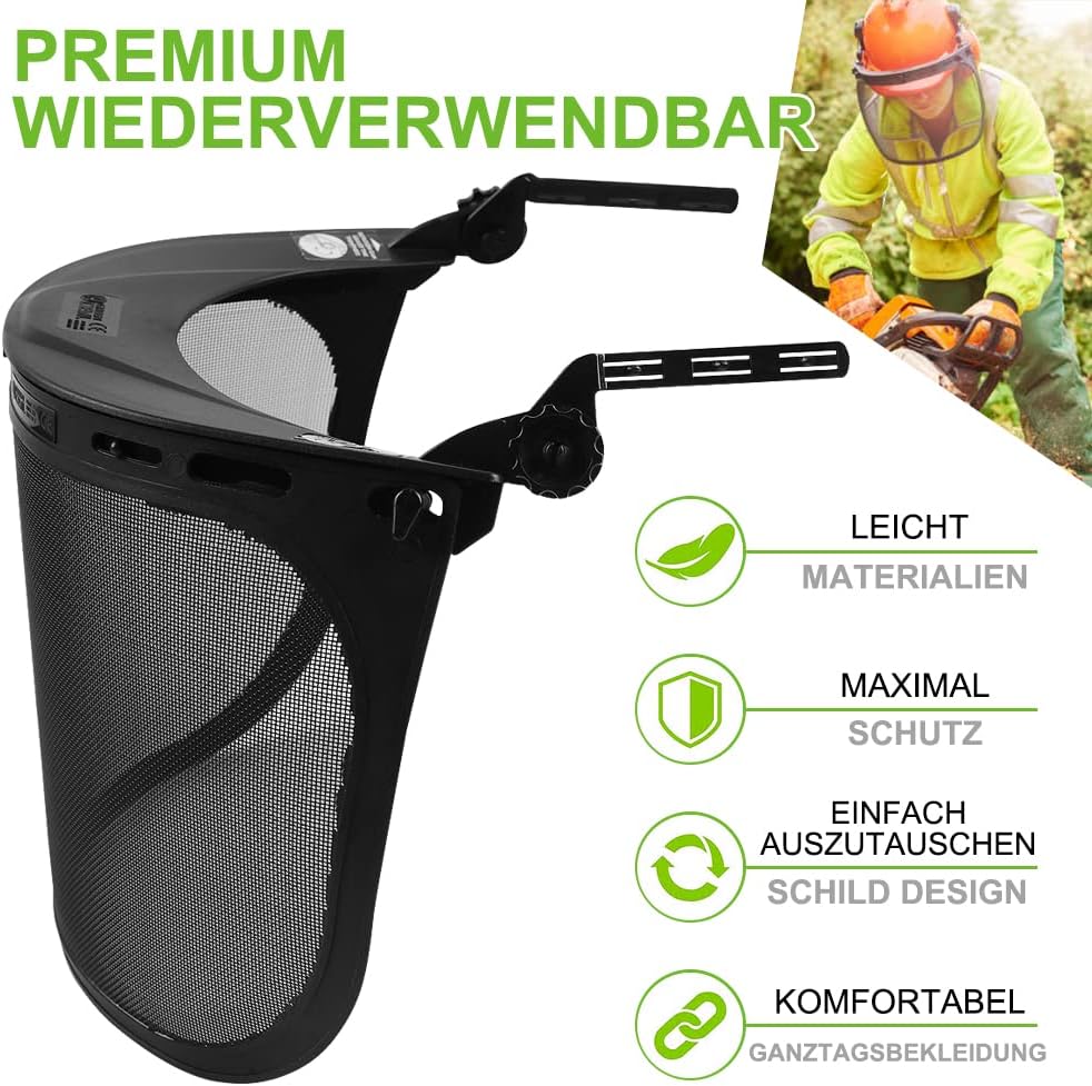 GREEN DEVIL Kettensägen-Schutzhelm Forstschutzhelm Sicherheitshelm mit Gehörschutz Ohrenschützer und