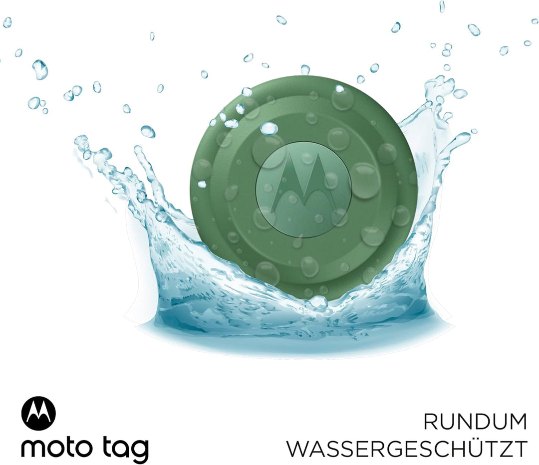Motorola Moto Tag – Smart Tracker, 4er Pack (Android 9+ kompatibel, Bluetooth 5.4, IP67 Wasserschutz