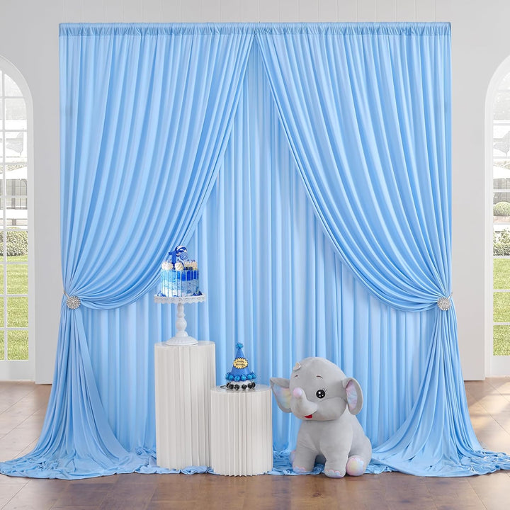 3×3 m Baby Blau Hintergrund Vorhang, Deko Hochzeit Party Junge's Geburtstag Geschlecht Aufdecken Fot