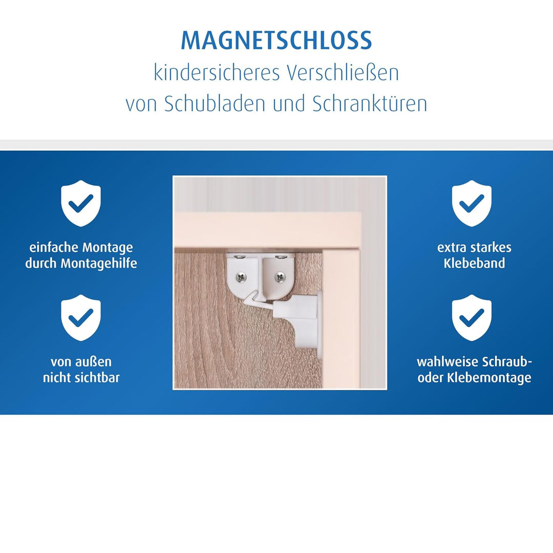 reer Vorteilspack Magnetschloss, 4 Stück, Schrank-Sicherung und Schubladen-Sicherung, vom Schwäbisch