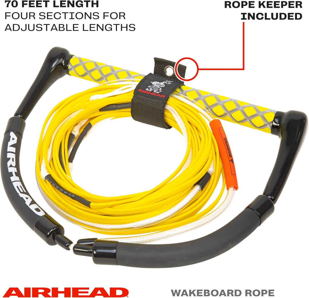 AIRHEAD Dyneema Flat Line Wakeboard-Seil, 4 Abschnitte, 2,8 m, mehrere Farben erhältlich gelb, gelb