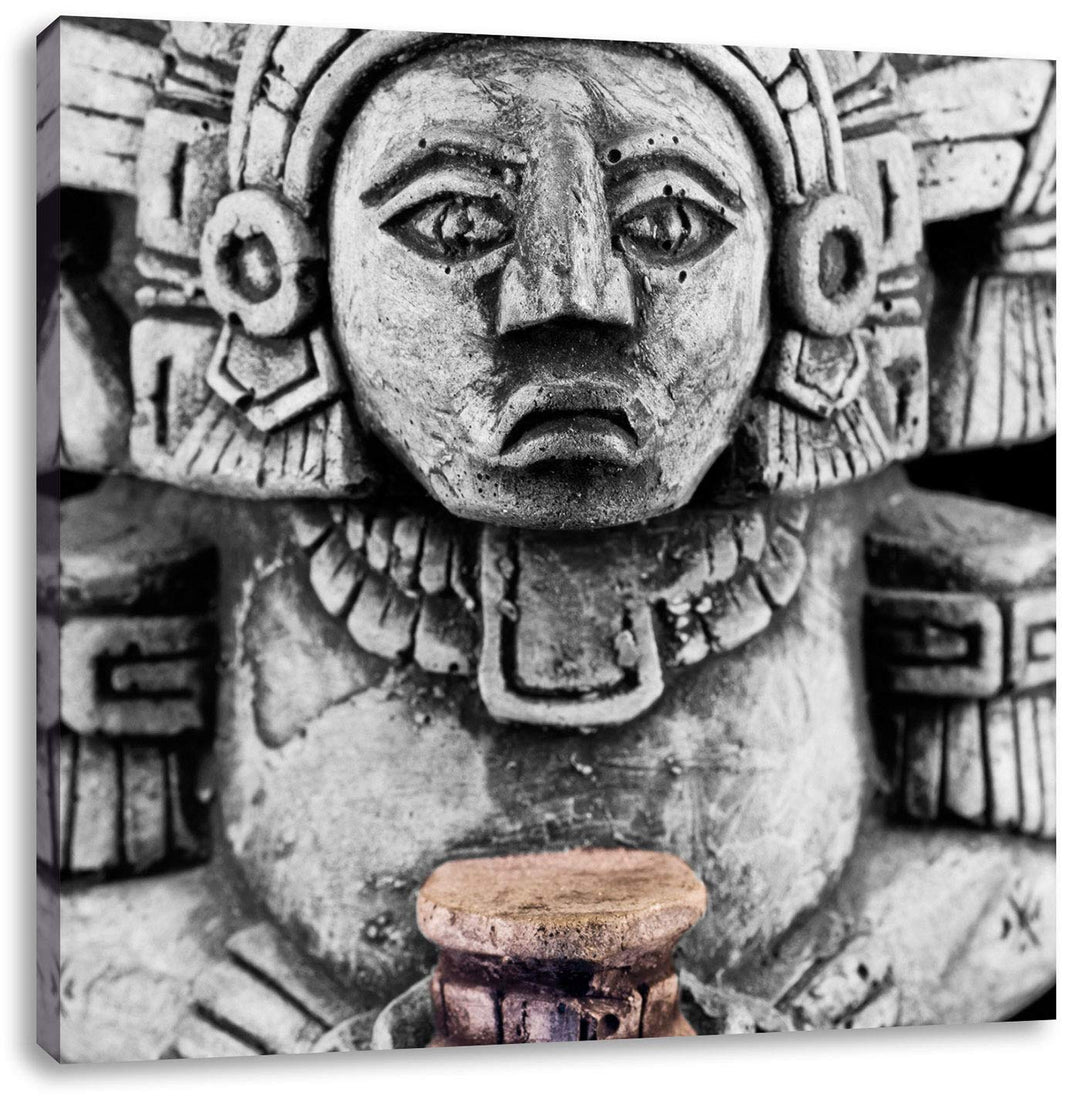 Pixxprint süsse Maya Skulptur schwarz/weiss, Format: 70x70 auf Leinwand, 70x70