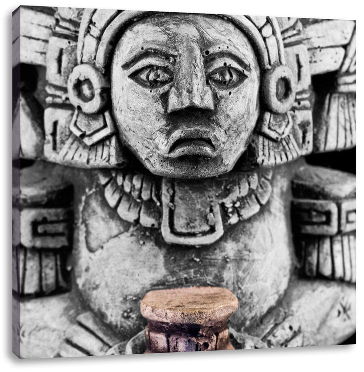 Pixxprint süsse Maya Skulptur schwarz/weiss, Format: 70x70 auf Leinwand, 70x70