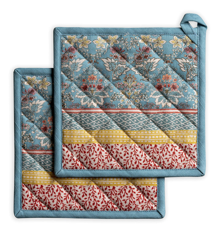 Maison d'Hermine Topflappen-Set, 100% Baumwolle, hitzebeständig, 20 cm x 20 cm, mit Schlaufe zum Gri