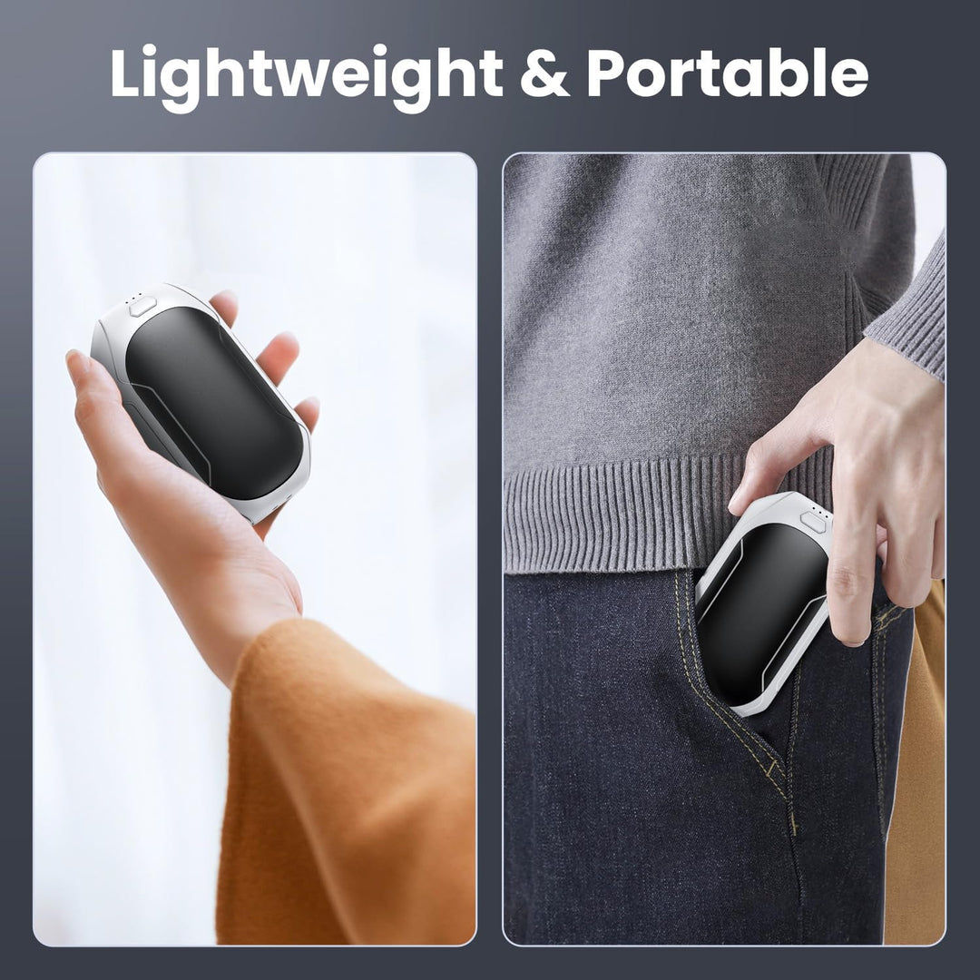 Handwärmer, 2-in-1 wiederaufladbarer Elektrischer Handwärmer,2 Stück 5200mAh Tragbarer Taschenwärmer