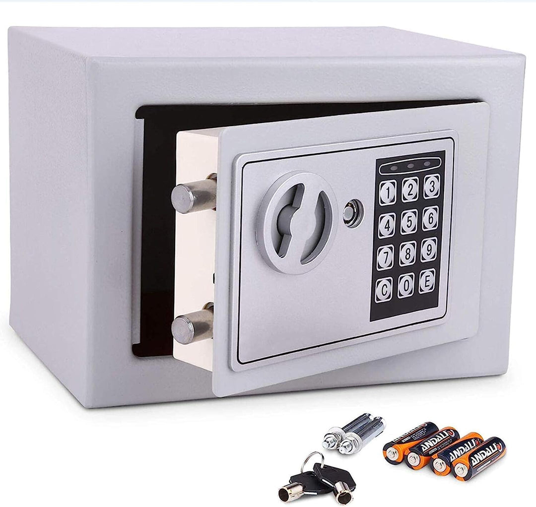 Nictemaw Digital Elektronischer Safe Tresor Möbeltresor Elektronikschloss mit Schlüssel, Grau