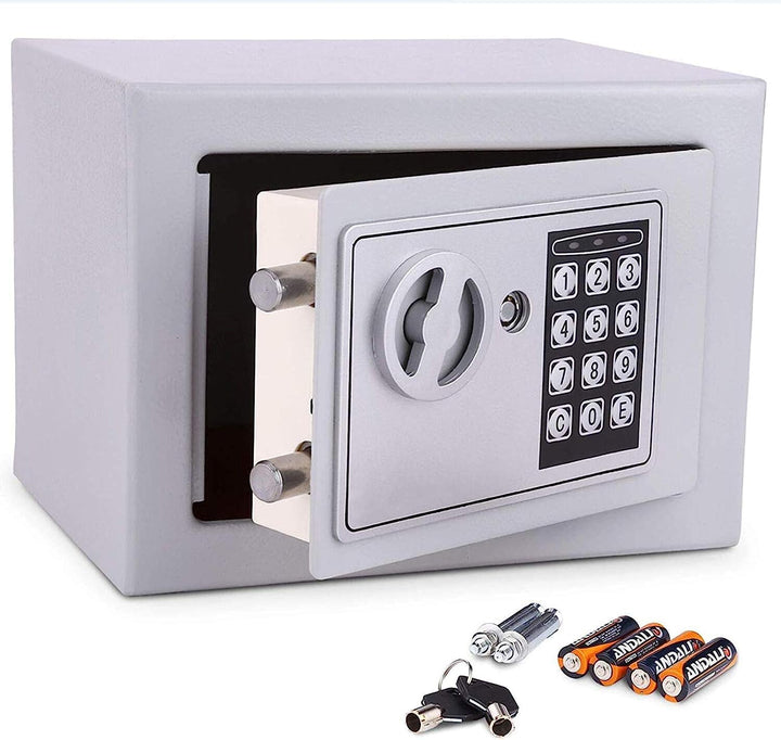 Nictemaw Digital Elektronischer Safe Tresor Möbeltresor Elektronikschloss mit Schlüssel, Grau
