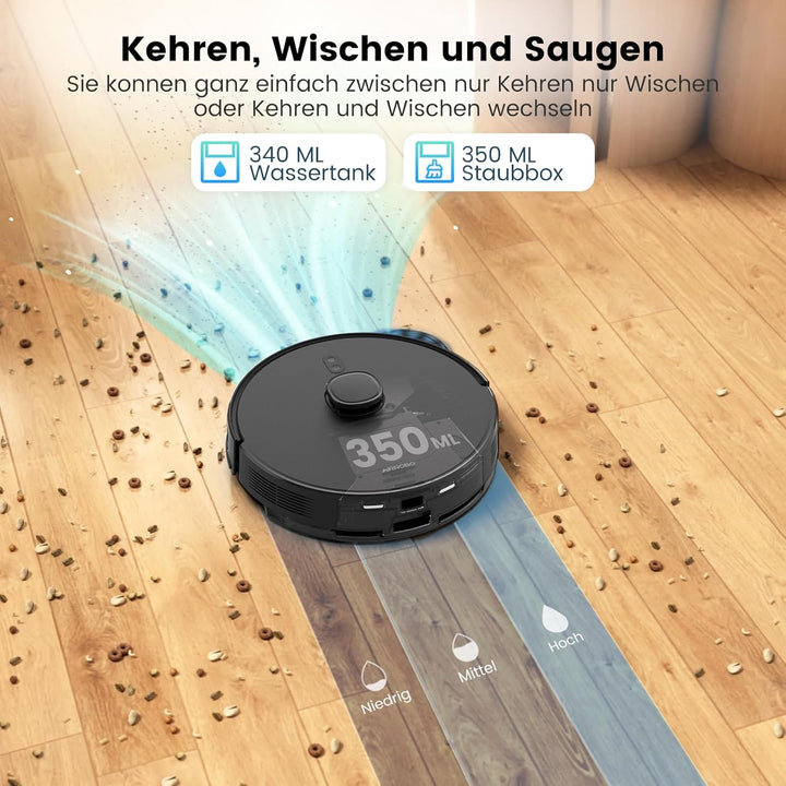 AIRROBO T20+ Saugroboter mit Wischfunktion, 3.5L Staubsauger Roboter mit Absaugstation, 180Min Laufz