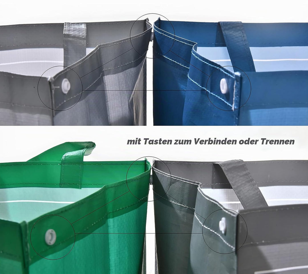 Wiederverwendbare Recycling-Taschen, 3er-Pack Innen- und Aussenbereich Mülltrennung, Wasserdichte Ab
