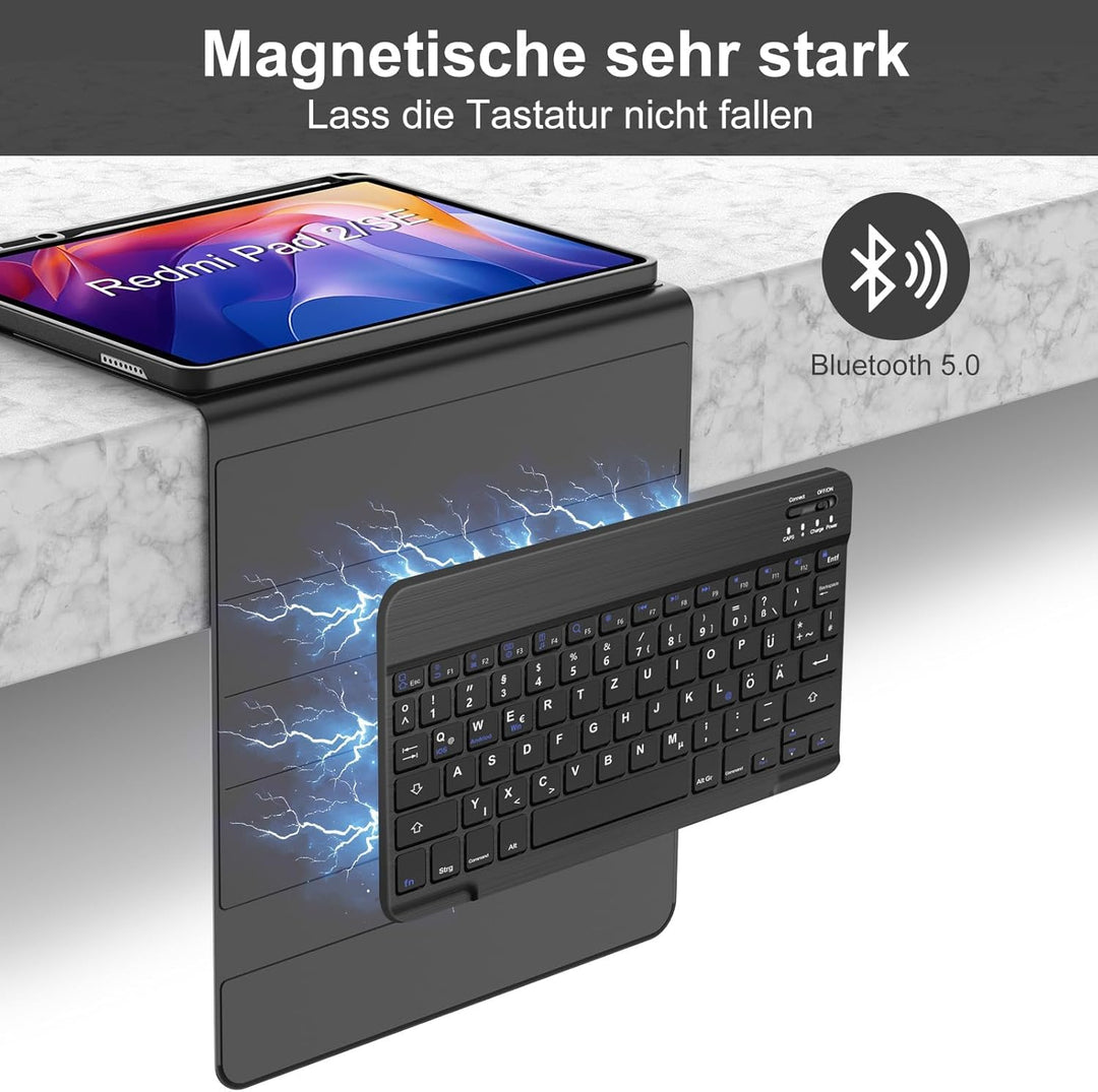 Für Redmi Pad 2 11" Hülle mit Tastatur, für Xiaomi Redmi Pad 2 2025 & Pad SE 11" 2023, Magnetisch Ab