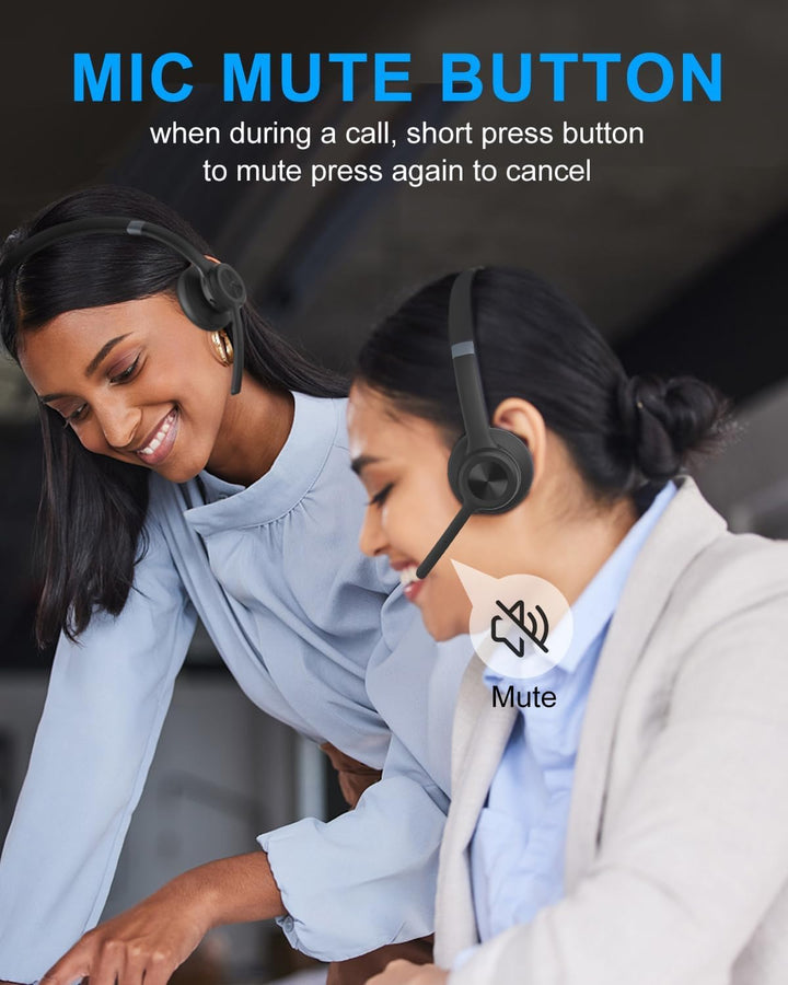 ANSTEN Bluetooth Headset mit Mikrofon | Wireless Headset mit Geräuschunterdrückung, 30 Stunden Anruf