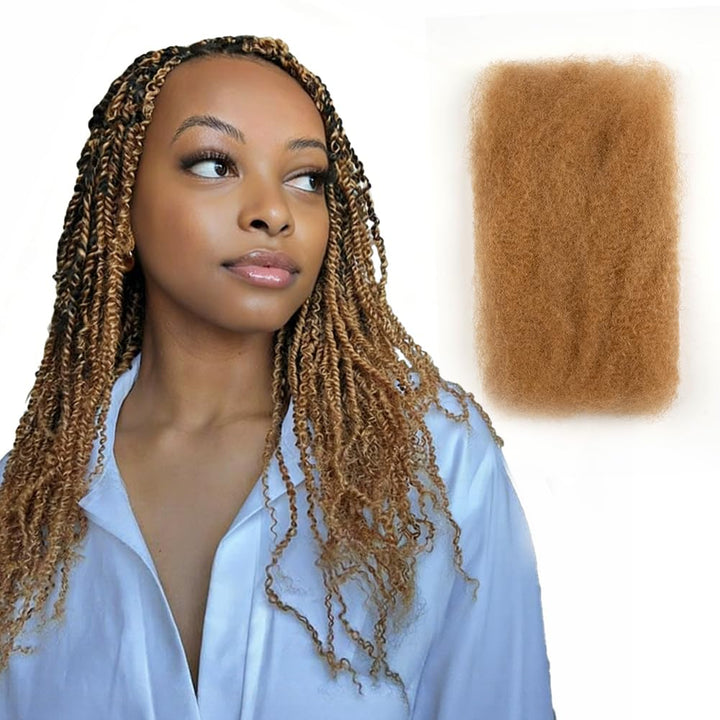 FASHION IDOL Afro Kinkys Bulk Echthaar für Dreadlock Extensions 40CM 1 Pack 50 Gramm Medium Gold Rep