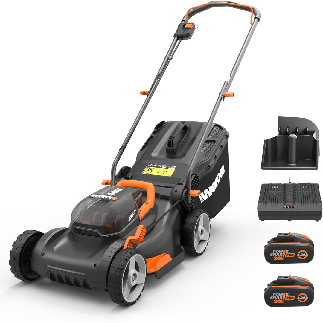 WORX WG743E Akku-Rasenmäher 40V – Profi Rasenmäher & WX529.9 Akku-Kreissägen Bundle mit Akku-Kreissä