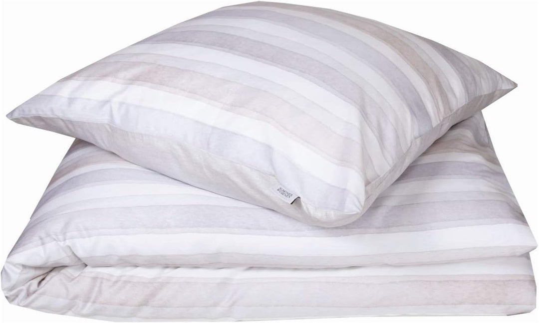 Schöner Wohnen Mako-Satin Wendebettwäsche Millie-B beige-grau 1 Bettbezug 200 x 200 cm + 2 Kissenbez