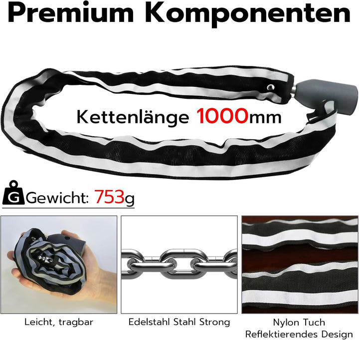 Eseesmart Fingerabdruck Kettenschloss Fahrradschloss Fingerabdruck mit Fingerabdruck Telefon-App 100