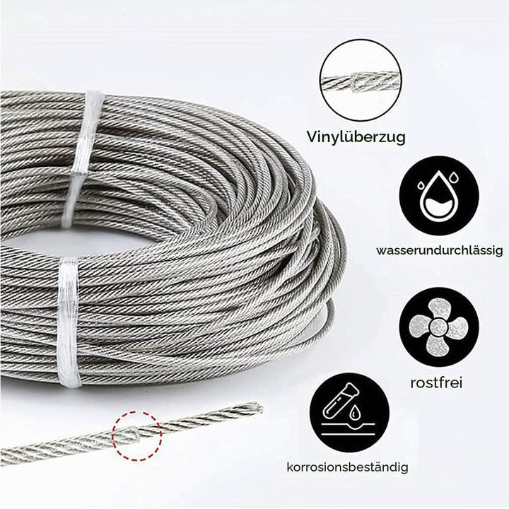50m Drahtseil Set,304 Edelstahl Seil,Edelstahlseil,Rankhilfe Drahtseil Edelstahl,Spannschloss,Spanne