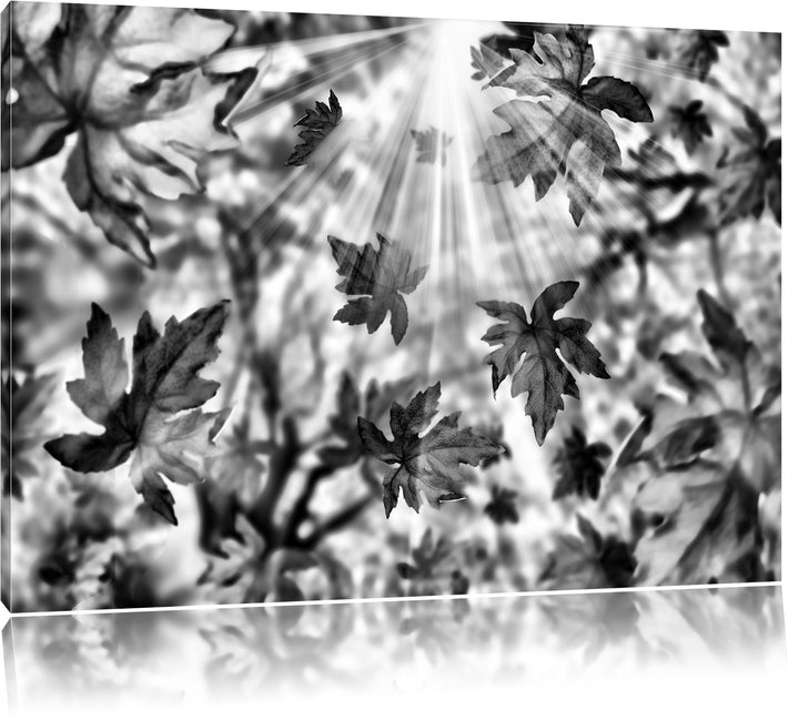 Pixxprint Fliegende Bunte Herbstblätter als Leinwandbild/Grösse: 100x70 cm/Wandbild/Kunstdruck/ferti