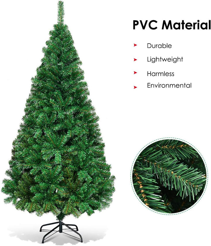 COSTWAY 180cm Künstlicher Weihnachtsbaum, Tannenbaum mit Metallständer, Christbaum PVC Nadeln, Kunst