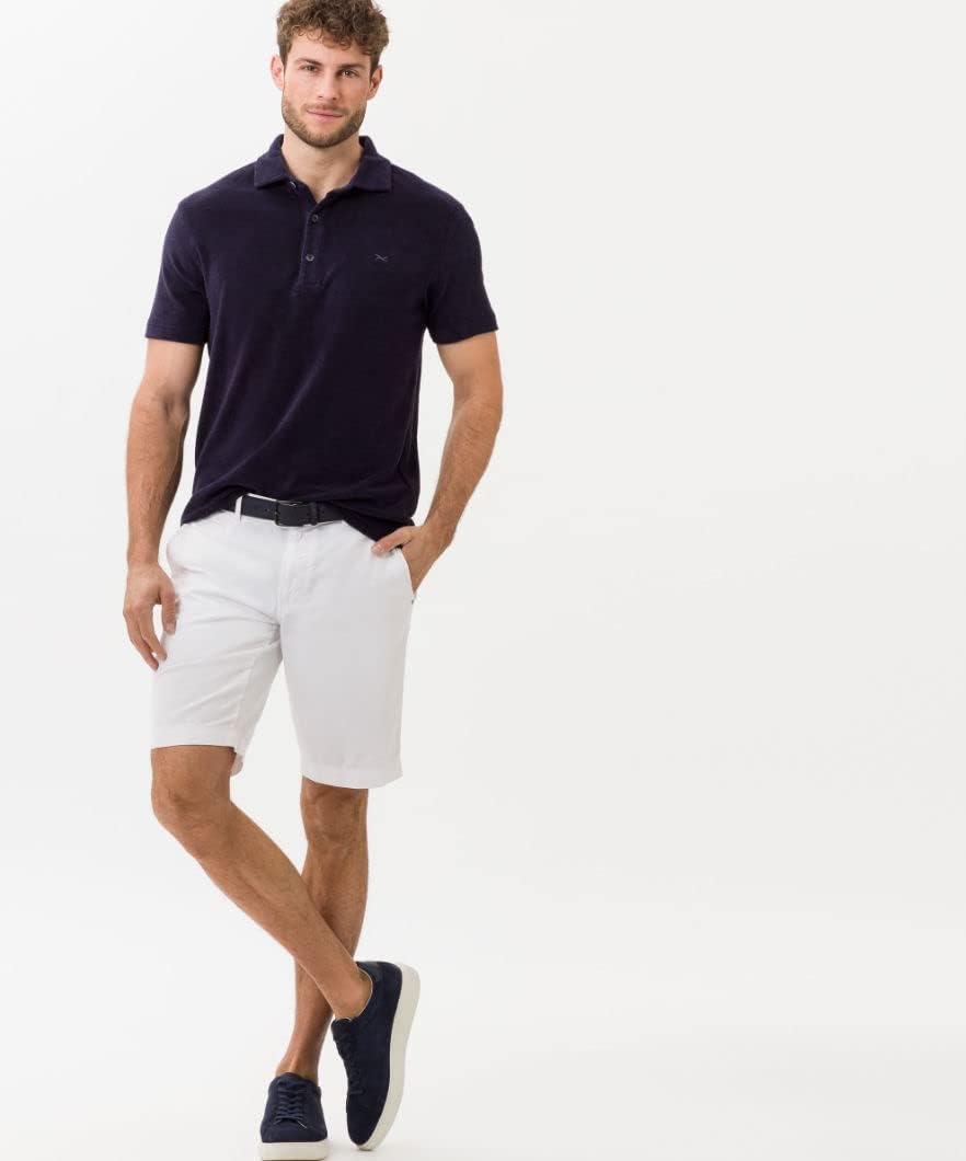 BRAX Herren Klassische Shorts Style Bari Cotton Gab Klassisch-Sportive Chino-Bermuda 46 Weiss, 46 We