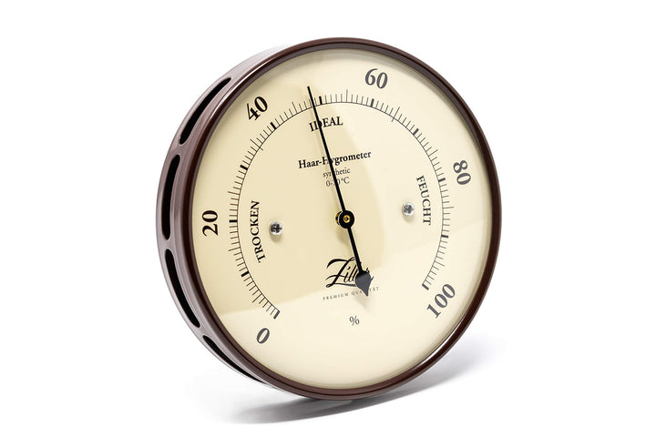 ZILLER Hygrometer synthetic, Serie Retro, Gehäuse Braun, Ziffernblatt Creme, Durchmesser 10cm, Made