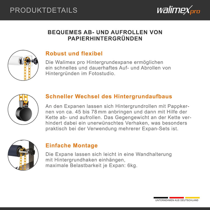 Walimex 5-fach Hintergrund Wandmontageset (5er Set) mit 5 Expan, mit 5 Expan