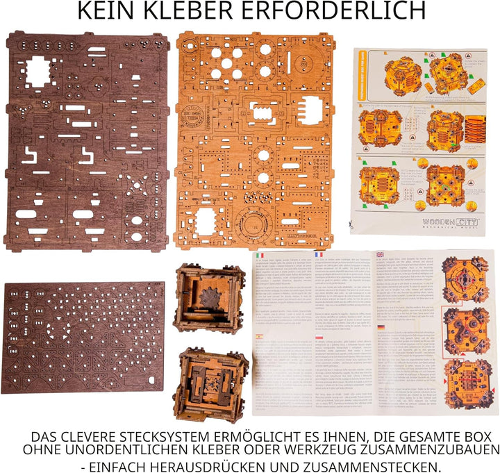 WOODEN.CITY Tesseract Holz Puzzle Box für Erwachsene – 3D Holzpuzzle Bausatz | Escape Room in a Box