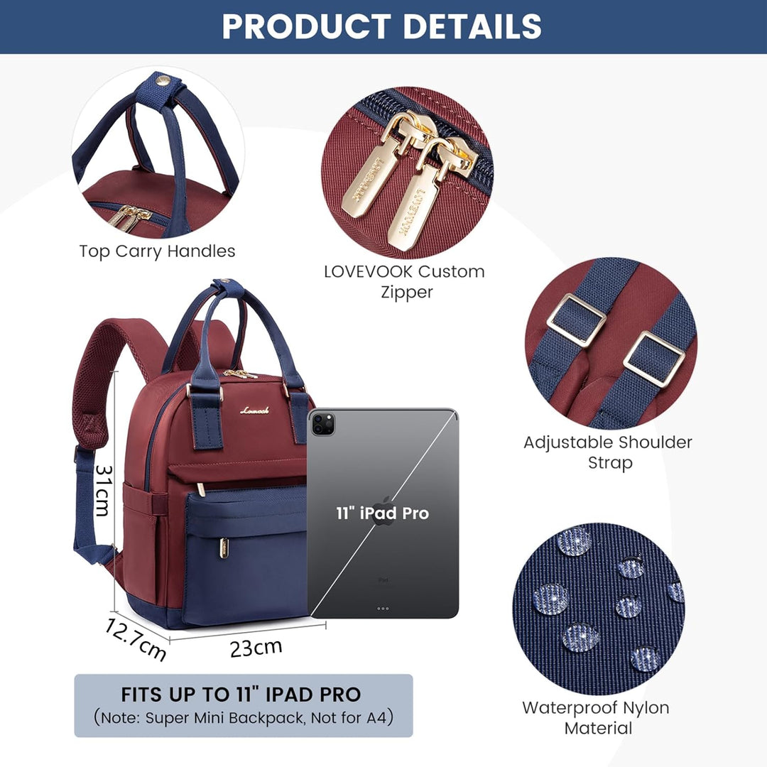 LOVEVOOK Rucksack Damen Klein, Wasserdicht Cityrucksack Handtasche 2 in 1, Mini Tasche Daypack Backp