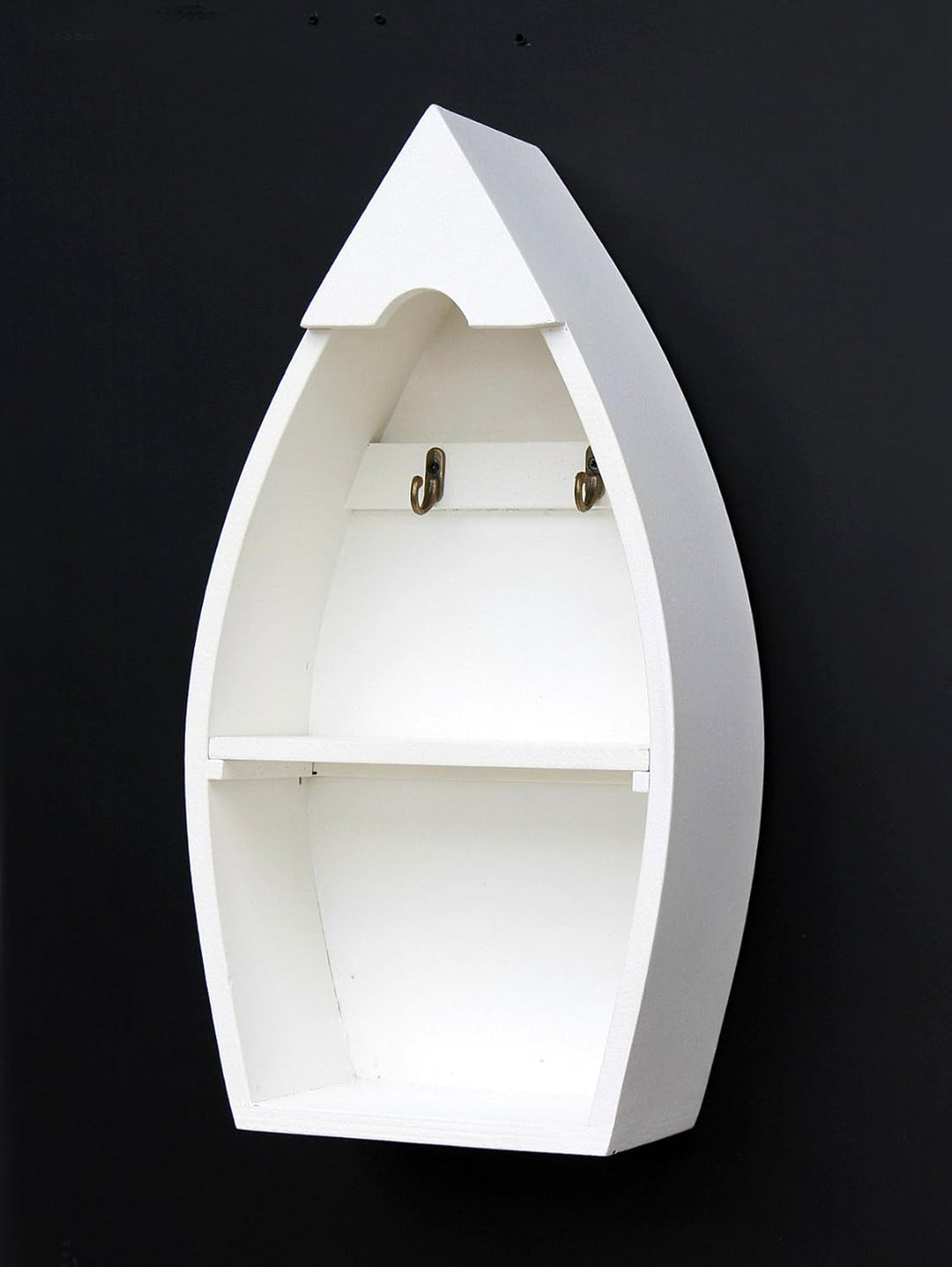 DanDiBo Schlüsselboard aus Holz mit Ablage Boot Schlüsselhaken Wandregal 30-38 cm Schlüsselleiste Sc