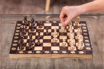 Square - Schach Schachspiel - AMBASADOR Mini - 35 x 35 cm - Schachfiguren & Schachbrett aus