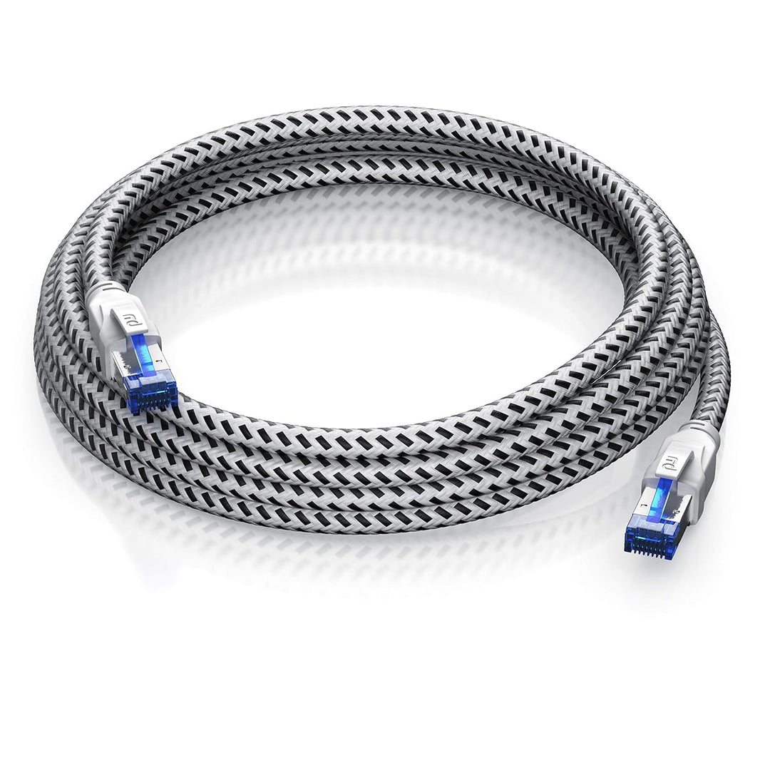 CSL - 20m Netzwerkkabel CAT 8 - LAN Kabel Patchkabel - Baumwollmantel - CAT8.1 High Speed Gigabit Et