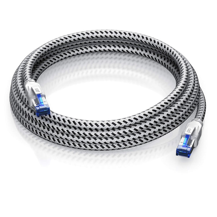 CSL - 20m Netzwerkkabel CAT 8 - LAN Kabel Patchkabel - Baumwollmantel - CAT8.1 High Speed Gigabit Et