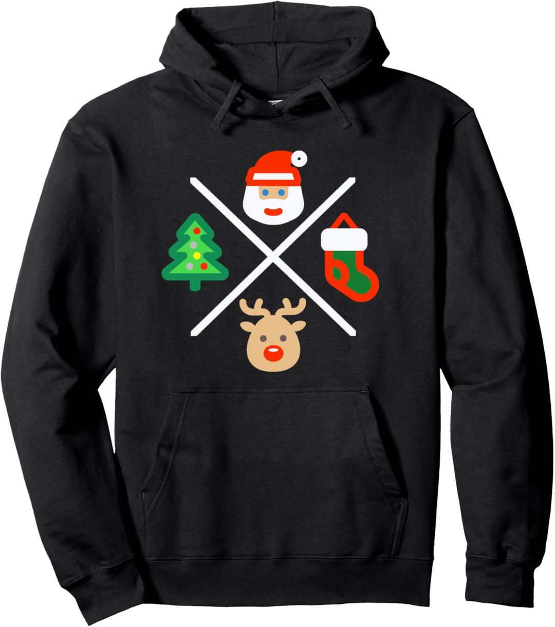Weihnachts-Weihnachtsmann, Baum, Strumpf, Rentier-Design Pullover Hoodie