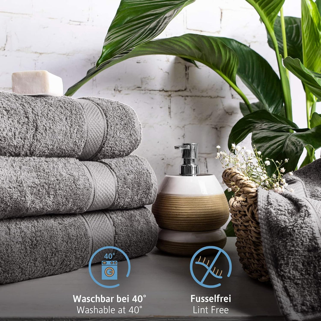 Komfortec 8er Handtücher 50x100 cm Set aus 100% Baumwolle, 470g/m², Frottee, Weich, Anthrazit Grau 8