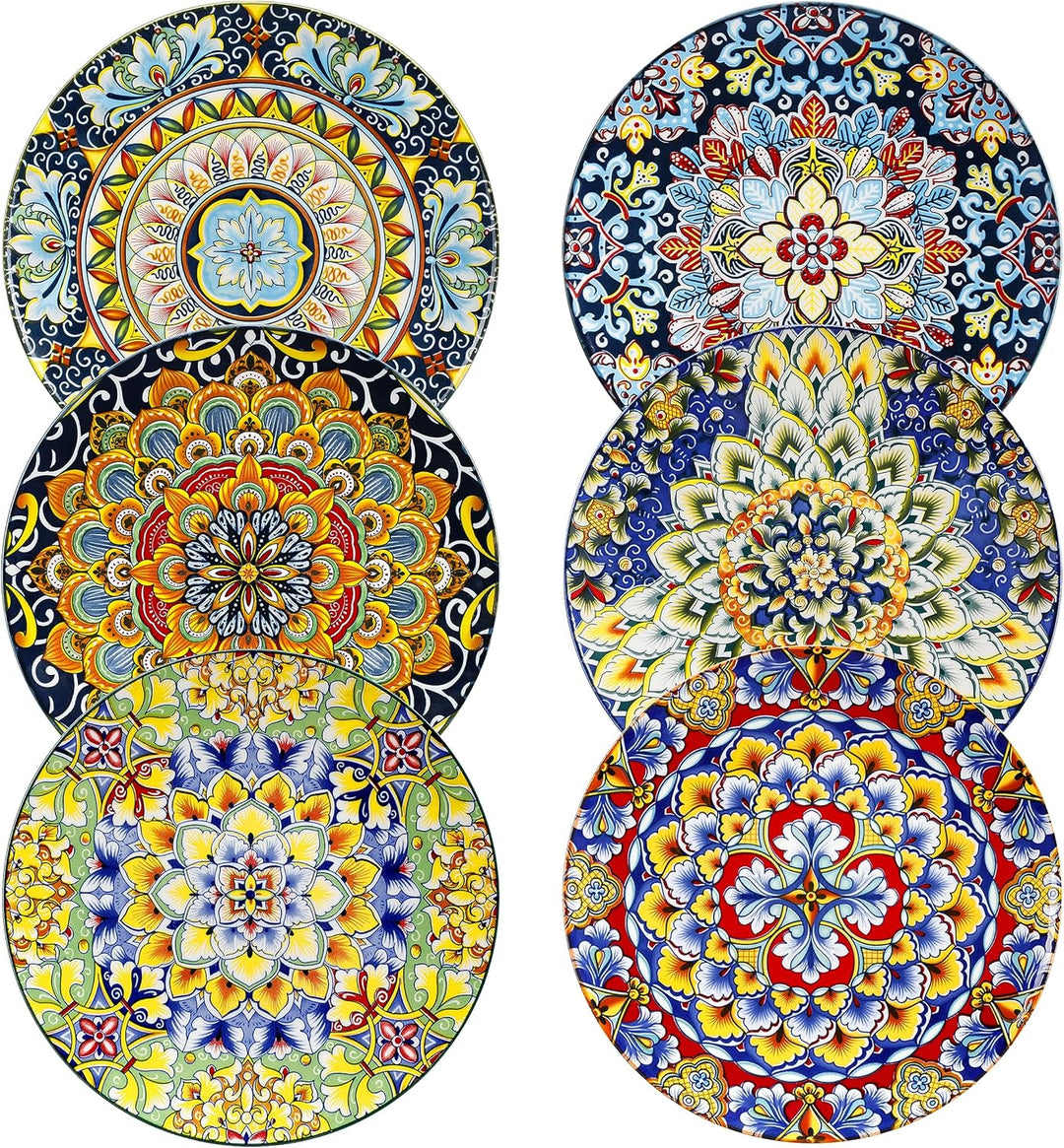vancasso Speiseteller Porzellan Set von 6, 8,5 Zoll Bunt Frühstücksteller Keramik Dessertteller, Mik