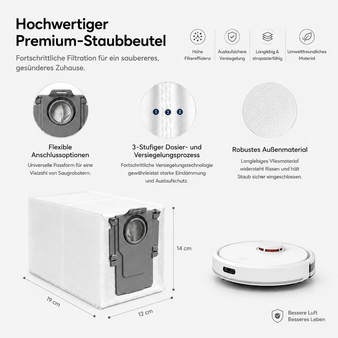 14 Stück Staubbeutel Ersatz für Roborock Q Revo/Qrevo Pro/Qrevo MaxV/Qrevo S/Qrevo master / S8 MaxV