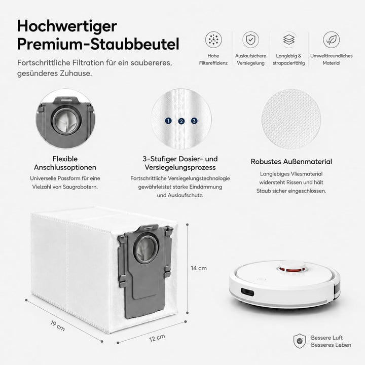 14 Stück Staubbeutel Ersatz für Roborock Q Revo/Qrevo Pro/Qrevo MaxV/Qrevo S/Qrevo master / S8 MaxV