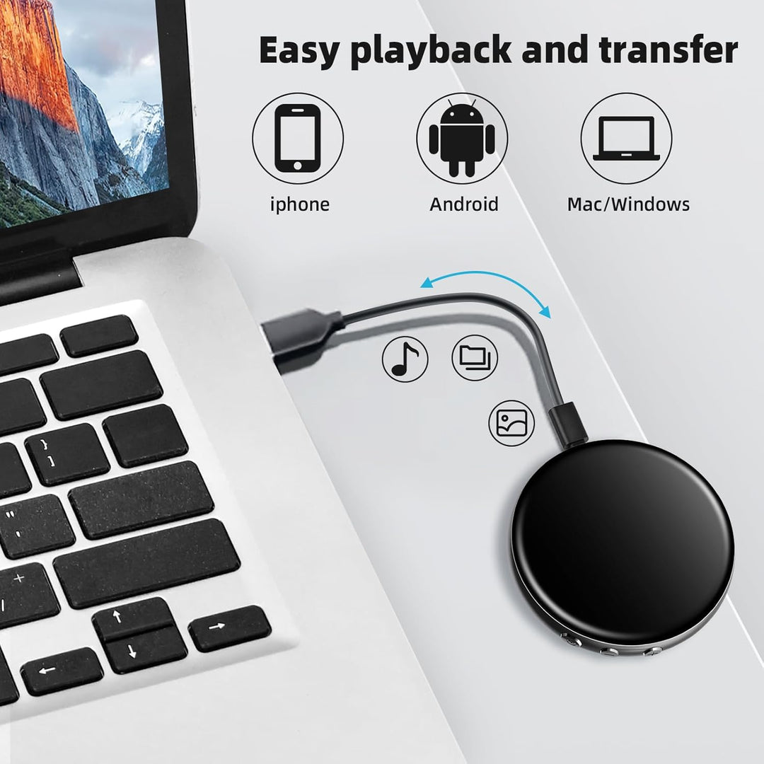 64GB Diktiergerät Mini - Aufnahmegerät mit Spracherkennung Magnet Voice Recorder mit Rauschunterdrüc