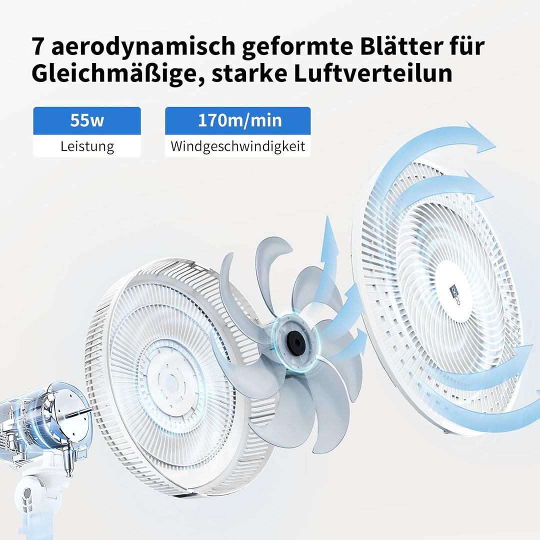 aeco AirX-Flow 100 Standventilator 2-in-1 Stand- & Tischventilator 3 Geschwindigkeitsstufen Höhenver
