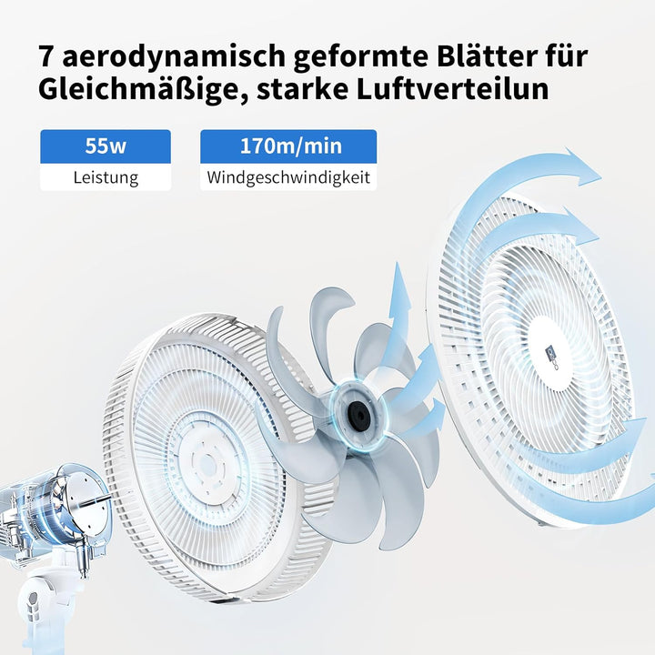 aeco AirX-Flow 100 Standventilator 2-in-1 Stand- & Tischventilator 3 Geschwindigkeitsstufen Höhenver