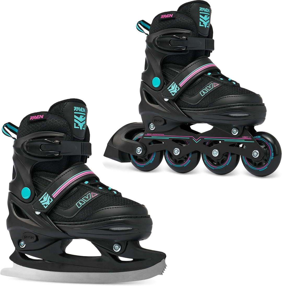 Raven Verstellbare Inline Skates Drill optional als 2in1 - Kugellager Carbon Abec7 - DSAS - Double-S
