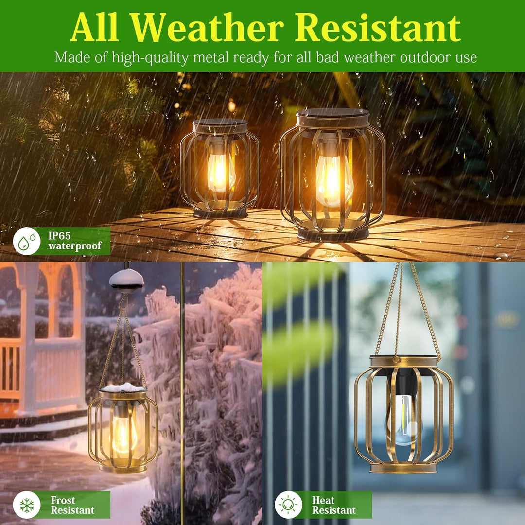 BUCASA Garten Solarlampen für Aussen Hängend, 2 Stück Solar Laternen für Draussen mit Grösser LED-Gl