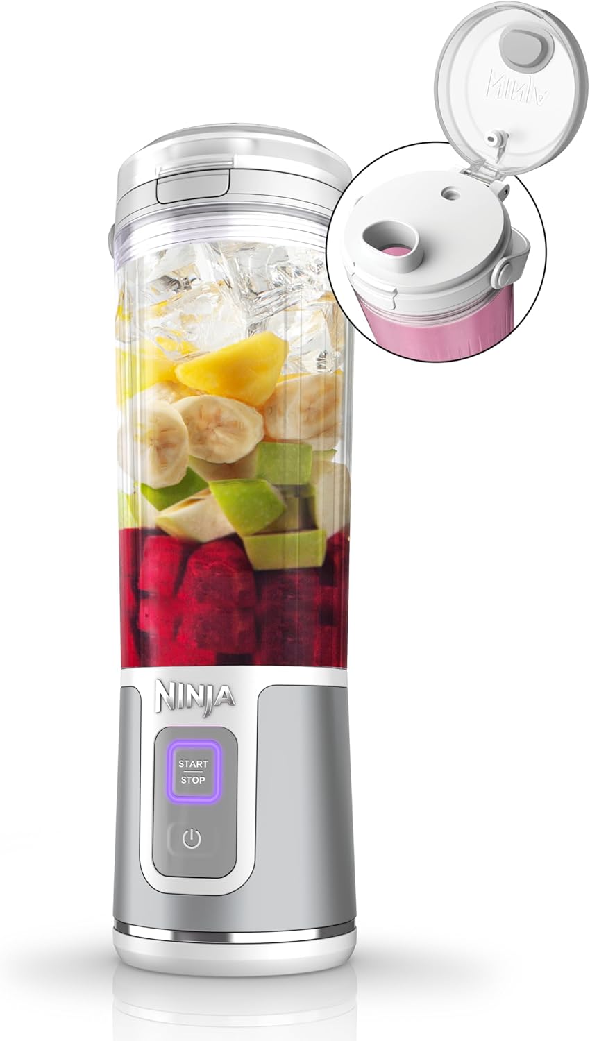 Ninja BC151WH Blast tragbarer Mixer, kabellos, 530 ml Gefäss, persönlicher Mixer für Shakes und Smoo