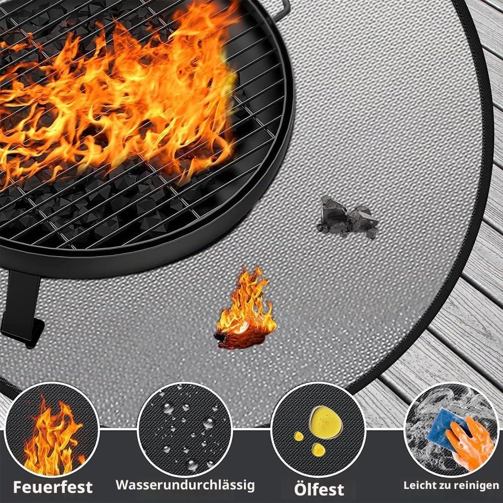 Faltbare Grillunterlage Bodenschutz, Wasserbeständige Grillmatte für BBQ Grills, Kamin, Boden, Rasen